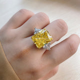 Luxury 13*16mm Topaz High Carbon Diamond Bridal Rings Sparkling Fine Jewelry