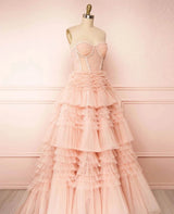 NEW 2022 Gorgeous Blush Pleated Sweetheart Princess Ball Gown Corset Adjustable Tie-back Evening Dresses