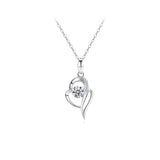 14k White Gold Heart Necklace Brilliant Cut Moissanite Pendant