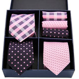 Men's Gift Box Tie 100% Silk Classic Jacquard Woven Tie and Hanky Set