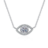 Open Evil Eye Pendant Sterling Silver Moissanite Necklace 0.5ct Brilliant Cut