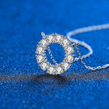 100% Moissanite Necklace- Circle Pendant Solid 925 Sterling Silver