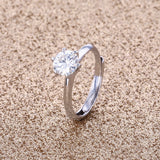 D Color Moissanite Adjustable Engagement Rings- 18K White Gold Plated Fine Jewelry