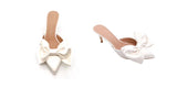 Women's Bowknot Cat Heel Low Heel Mid Heel Pointed Toe Shoes Slippers High Heels
