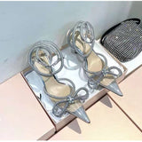 Glitter Rhinestones Crystal bowknot Satin Genuine leather High heels