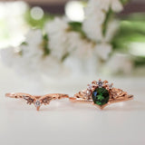 Luxury Rings Set Crown Rose Gold 2pcs