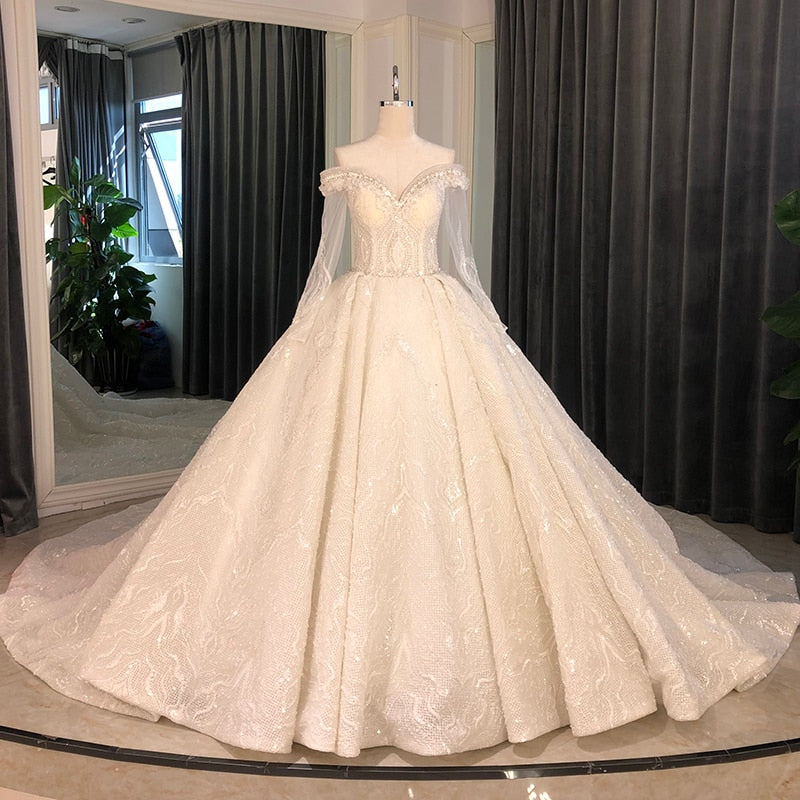 strapless open back dress New 2021 Bridal Gown Off Shoulder Princess Cut Champagne / 16W / 100cm