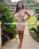 Luxury White Feathers Split Dress- Long Nude Beaded Mermaid