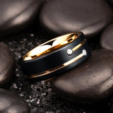 8mm Men Groove Beveled Edge Stainless Steel Wedding Band