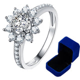 Real Moissanite Luxury Sun Flower Ring 2 Carat Diamond