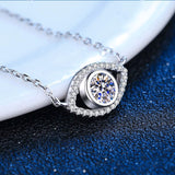 Open Evil Eye Pendant Sterling Silver Moissanite Necklace 0.5ct Brilliant Cut