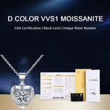 1 Carat Moissanite Pendant Heart Necklace with Platinum Plating