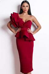 Bridesmaid gown One-Shoulder Backless Dresses Female Elegant Ruffle Mermaid Dress