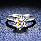 Sterling Silver Wedding Ring 6 Prong 0.5CT 1CT 2CT Moissanite Diamond Engagement Ring