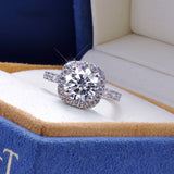 Moissanite Diamond Ring 1CT 2CT 3CT Brilliant Diamond Halo Engagement Rings- Sterling Silver