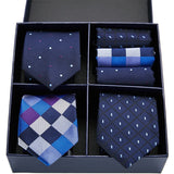 Men's Gift Box Tie 100% Silk Classic Jacquard Woven Tie and Hanky Set