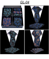 Men's Gift Box Tie 100% Silk Classic Jacquard Woven Tie and Hanky Set