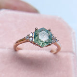 Natural Moss Agate Gemstones Ring-Solid 925 Sterling Silver