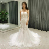 New Beautiful Strapless Mermaid Wedding Dress lace