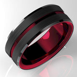 8mm Men Groove Beveled Edge Stainless Steel Wedding Band