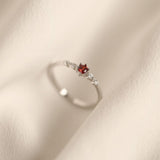 14k Gold Plated French Simple Red Crystal Ring