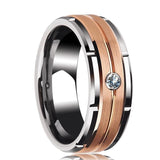 8mm Men Groove Beveled Edge Stainless Steel Wedding Band