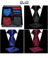 Men's Gift Box Tie 100% Silk Classic Jacquard Woven Tie and Hanky Set