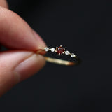 14k Gold Plated French Simple Red Crystal Ring