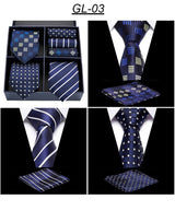 Men's Gift Box Tie 100% Silk Classic Jacquard Woven Tie and Hanky Set