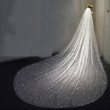 Sparkly White / Champagne Cathedral Veil Sequined With Comb 3X3.5Meters