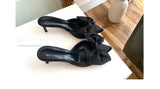 Women's Bowknot Cat Heel Low Heel Mid Heel Pointed Toe Shoes Slippers High Heels