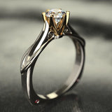 18K Multi Gold Ring for Women Natural 1 Carat Diamond with Diamond Jewelry