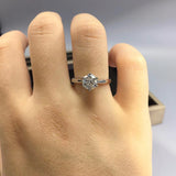 100% Real Moissanite Engagement Ring Platinum Plating 1CT 2CT 3CT Diamond Wedding Ring Classic 6 Prongs