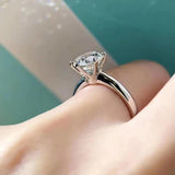 D Color Moissanite Adjustable Engagement Rings- 18K White Gold Plated Fine Jewelry