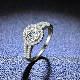 1 CT -100% GRA Moissanite Halo Engagement Wedding Ring With Side Stone-Fine Jewelry