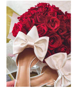 Women's Bowknot Cat Heel Low Heel Mid Heel Pointed Toe Shoes Slippers High Heels