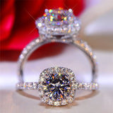 Moissanite Diamond Ring 1CT 2CT 3CT Brilliant Diamond Halo Engagement Rings- Sterling Silver