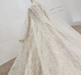 Champagne (Handmade Flowers) Sequins Wedding Dresses 2020