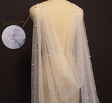 Veil/Cape with Pearls/Glitter Cape for Bridal /Shawl with Pearls Evening Cape