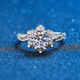 Brilliant Round Cut Moissanite Engagement Wedding Ring with Unique Design