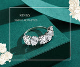 Genuine Sterling Silver Luxury Dazzling Cubic Zirconia Ring Classic Wedding Statement Jewelry