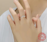 Sterling Silver AAA Clear CZ Crown Ring - Fine Wedding Jewelry