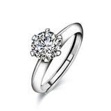 D Color Moissanite Adjustable Engagement Rings- 18K White Gold Plated Fine Jewelry