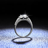 1 CT -100% GRA Moissanite Halo Engagement Wedding Ring With Side Stone-Fine Jewelry