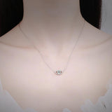 Open Evil Eye Pendant Sterling Silver Moissanite Necklace 0.5ct Brilliant Cut