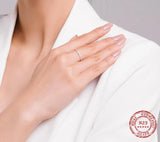 Sterling Silver Simple Square Clear CZ Charm Finger Ring