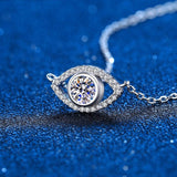 Open Evil Eye Pendant Sterling Silver Moissanite Necklace 0.5ct Brilliant Cut