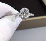 18K White Gold Plated Brilliant Cut 2 Carat Diamond Test Pass/ D Color Moissanite Ring - Fine Jewelry