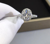 18K White Gold Plated Brilliant Cut 2 Carat Diamond Test Pass/ D Color Moissanite Ring - Fine Jewelry