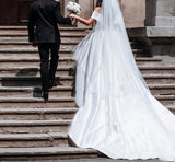 Princess Satin Vintage Wedding Dress, Off Shoulder